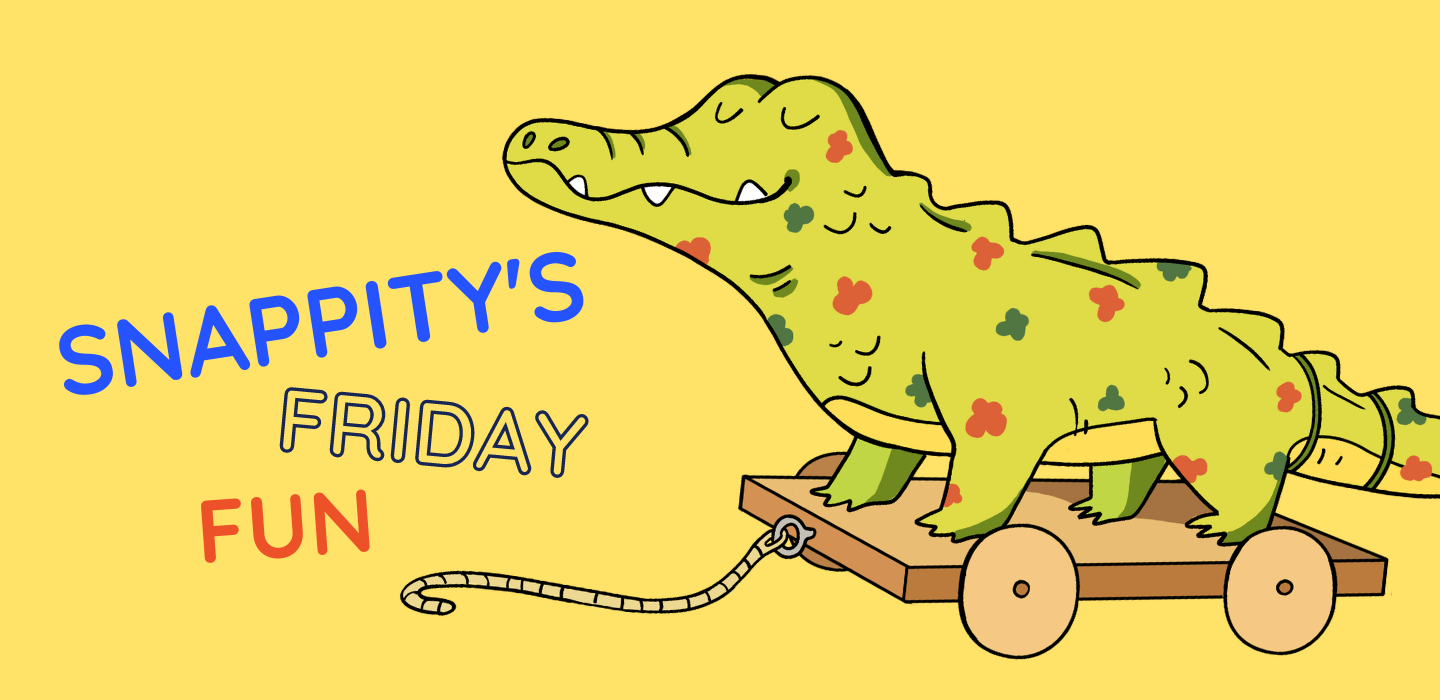 A cartoon drawing of Snappity the Crocodile