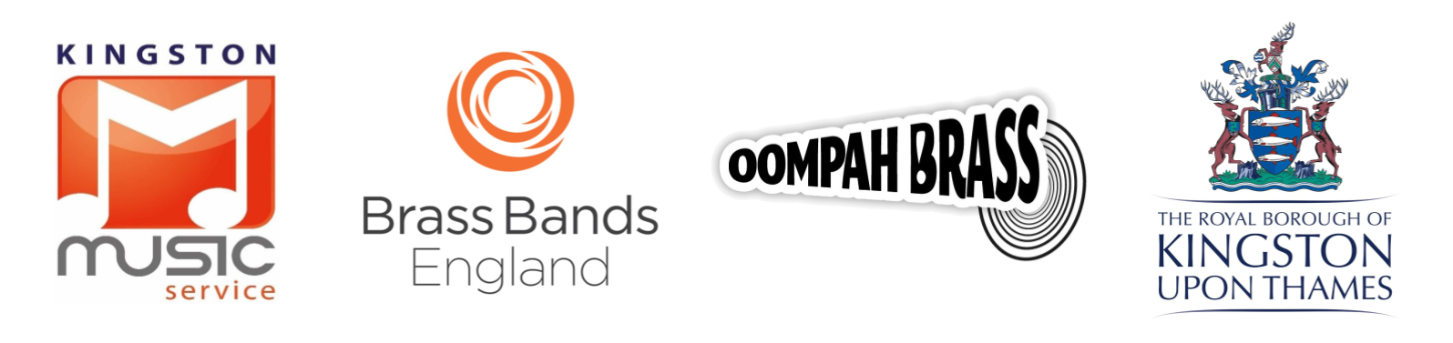 KMS, Brass Bands England, Oompah Brass and RBK logos