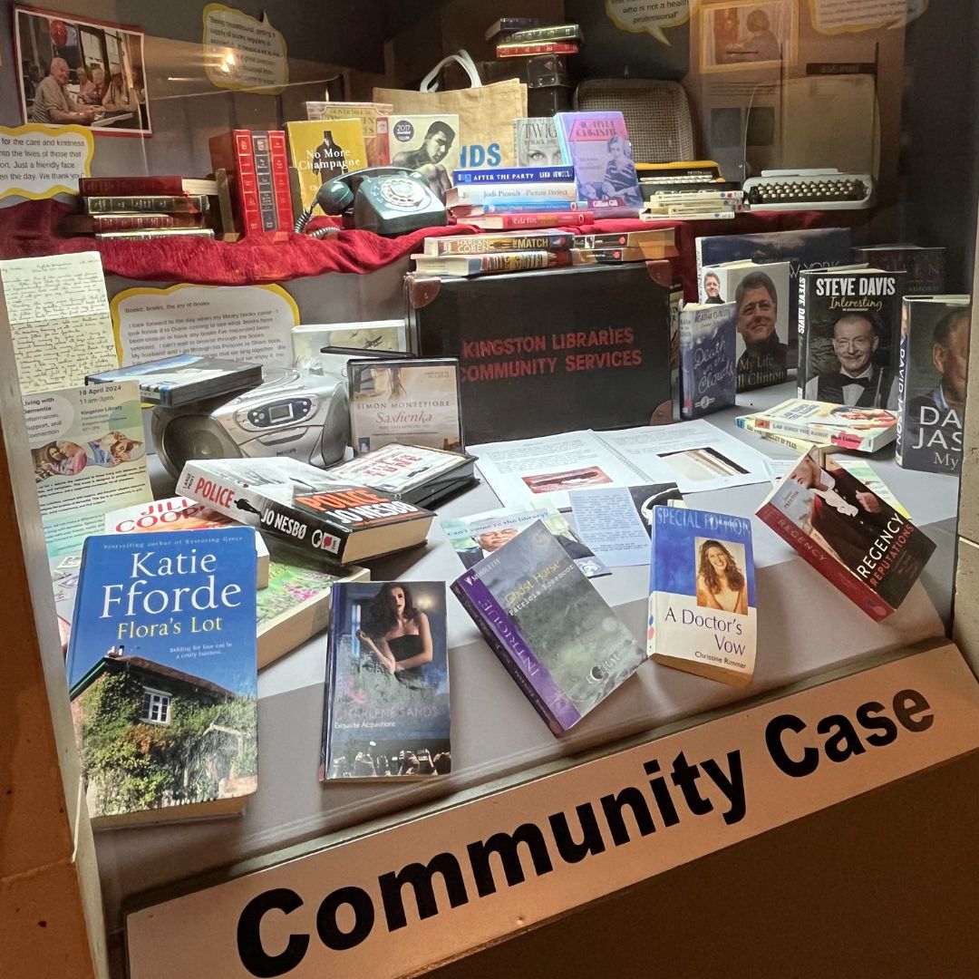 Community Library display at Kingston Museum's community case