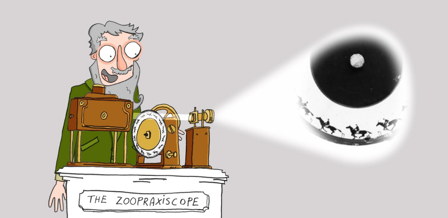 Muybridge using his zoopraxiscope