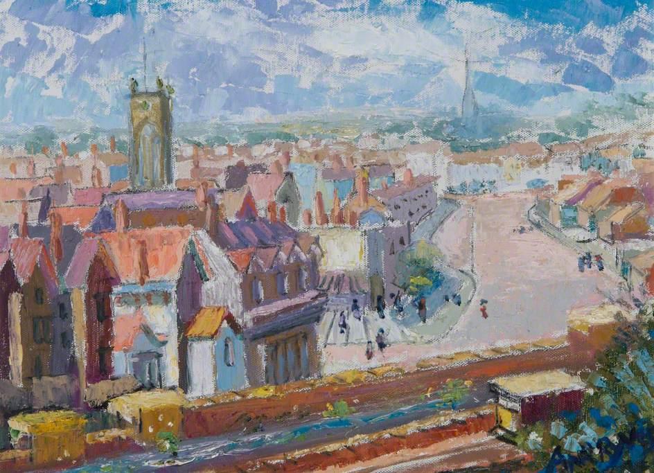 A painting of Norbiton from above