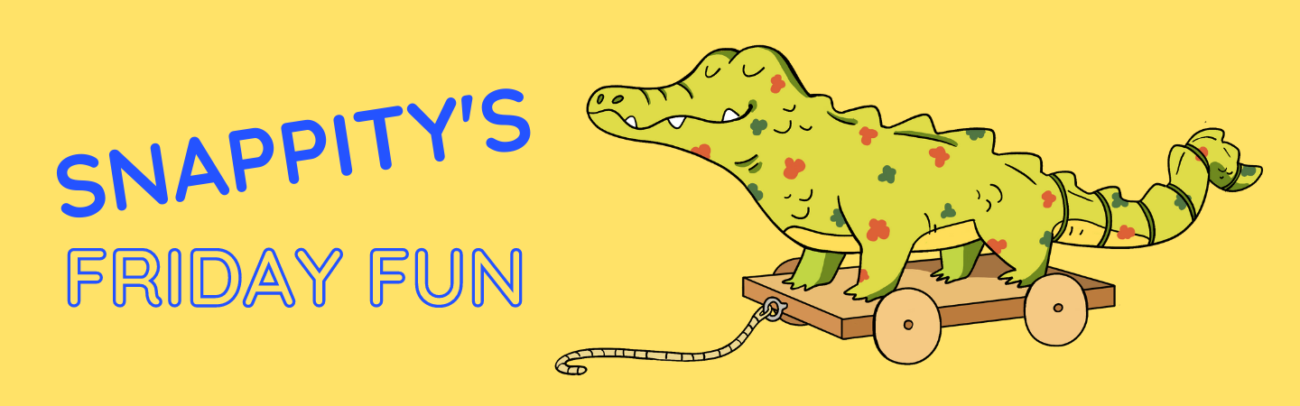 a cartoon drawing of Snappity the Crocodile