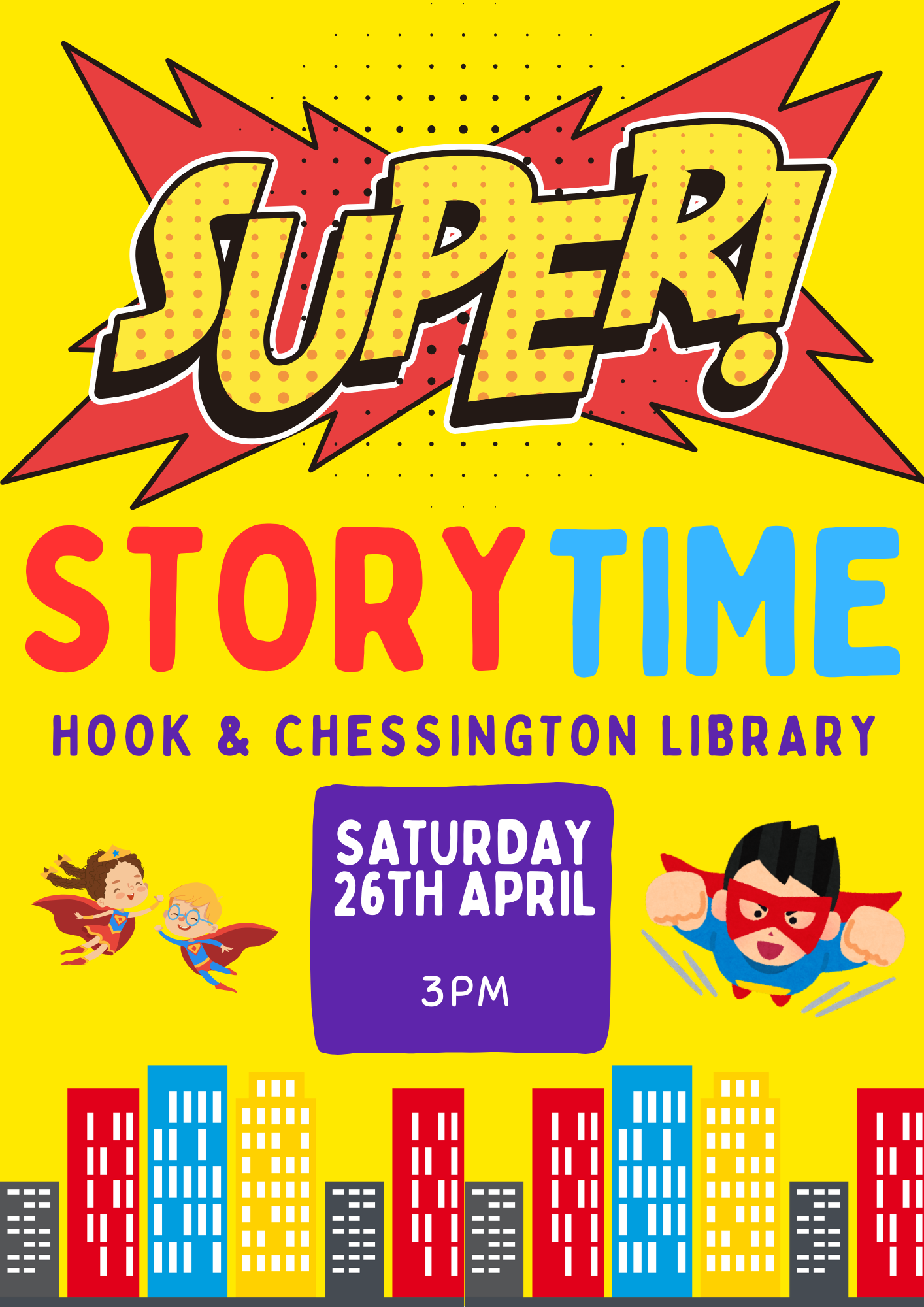 Superhero storytime at Hook Library