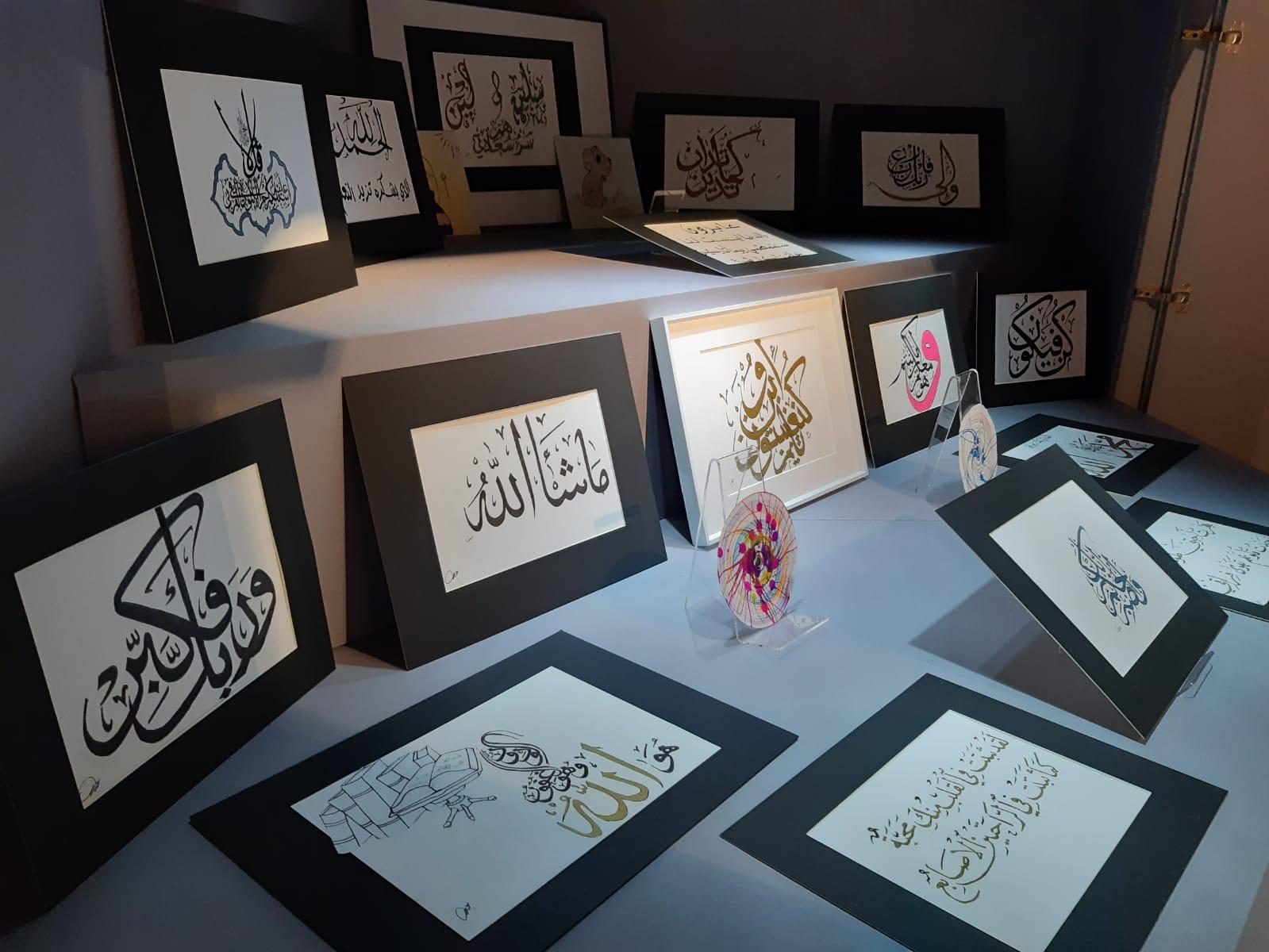 A calligraphy collection on display in the Community Case at Kingston Museum