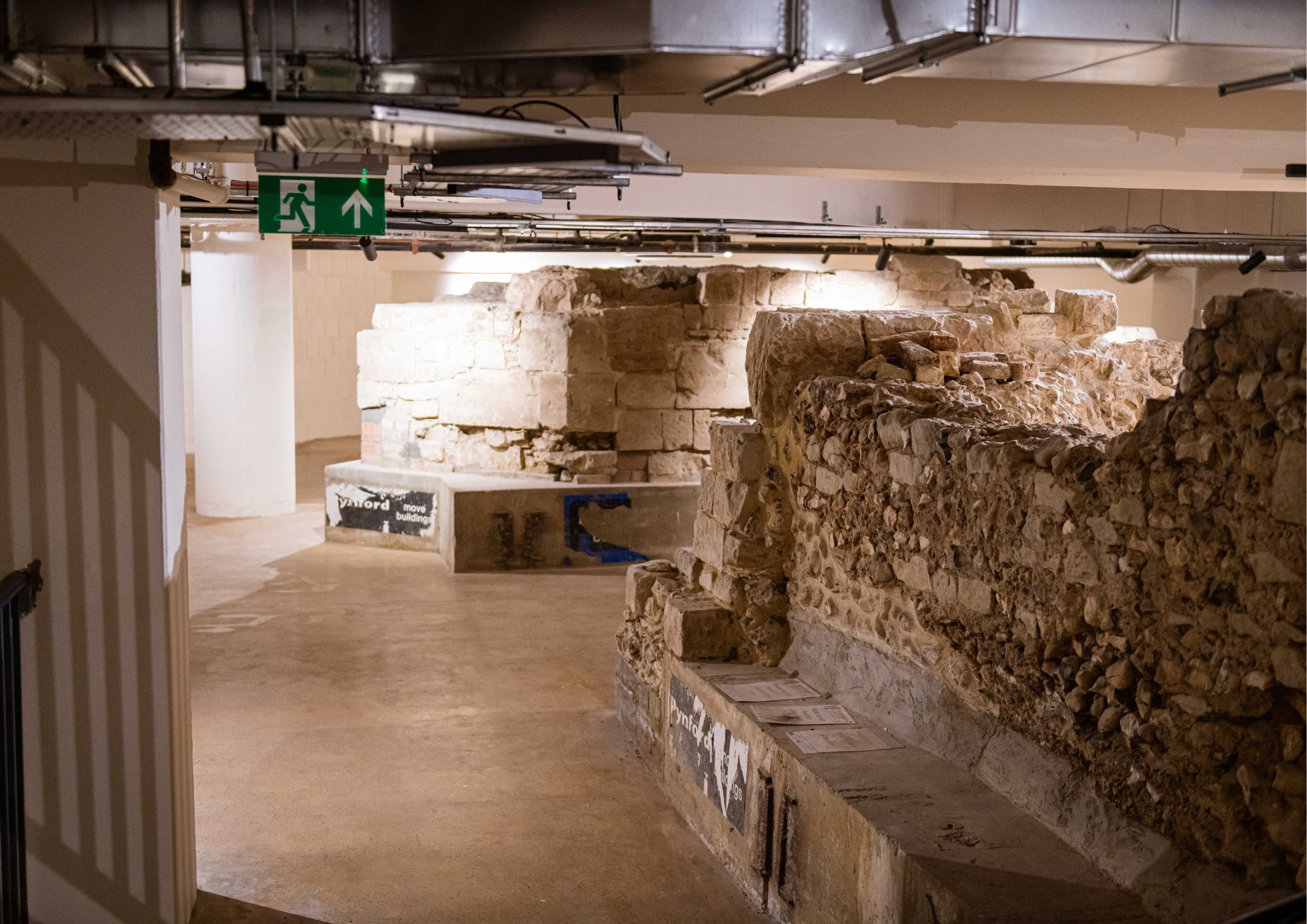 ruins of old brick work in a modern space