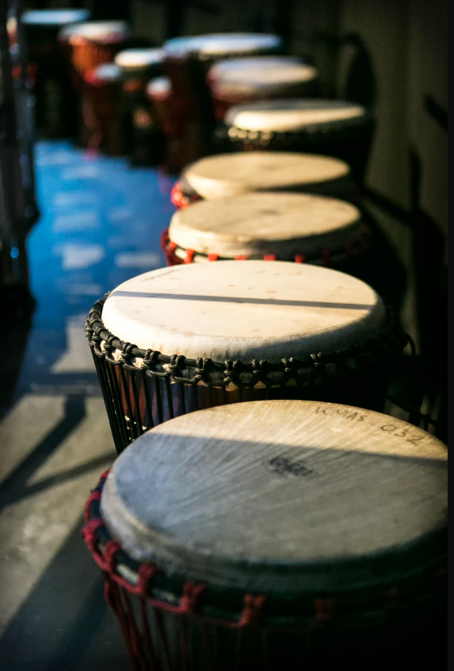 a row of drums
