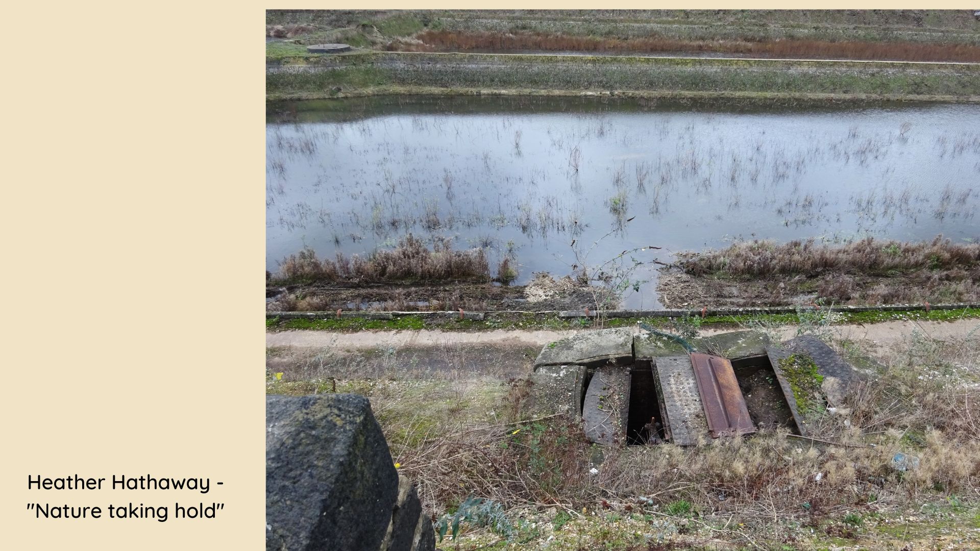 Old rusty drains and pond