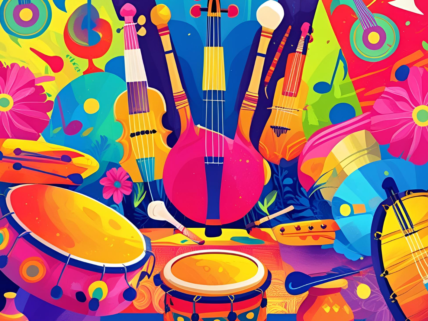 A colourful montage of instruments