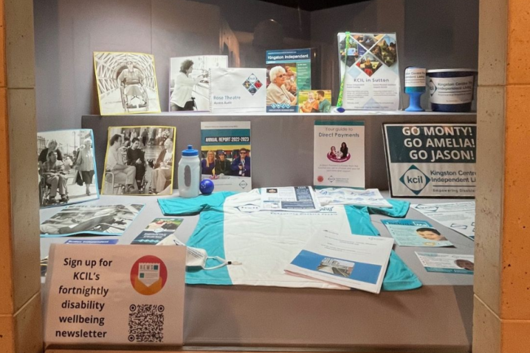 Items on display like a t-shirt and some posters