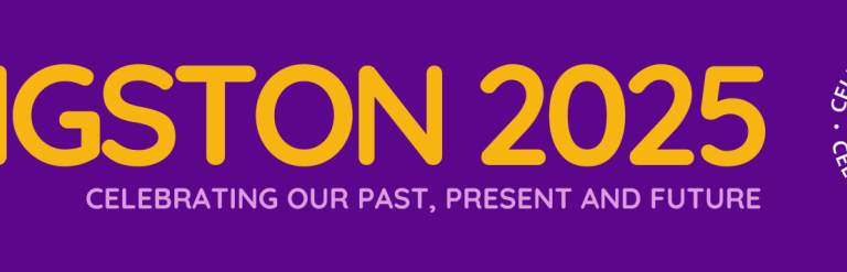 A banner with the wording Kingston 2025 celebrating our past, present and future